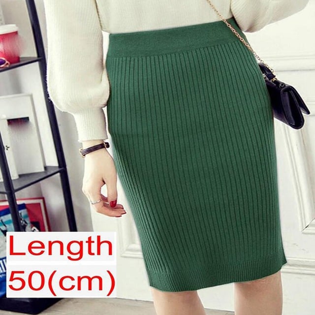 Spring Knitted Pencil Skirt for Women in Office
