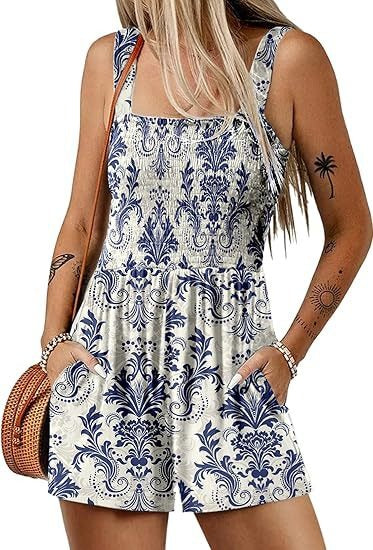 Floral Sleeveless Summer Jumpsuit with Shorts