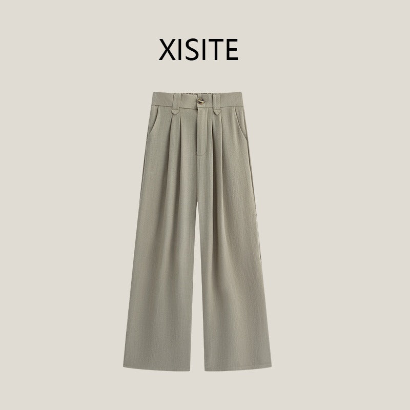 High Waist Cotton Linen Wide Leg Pants