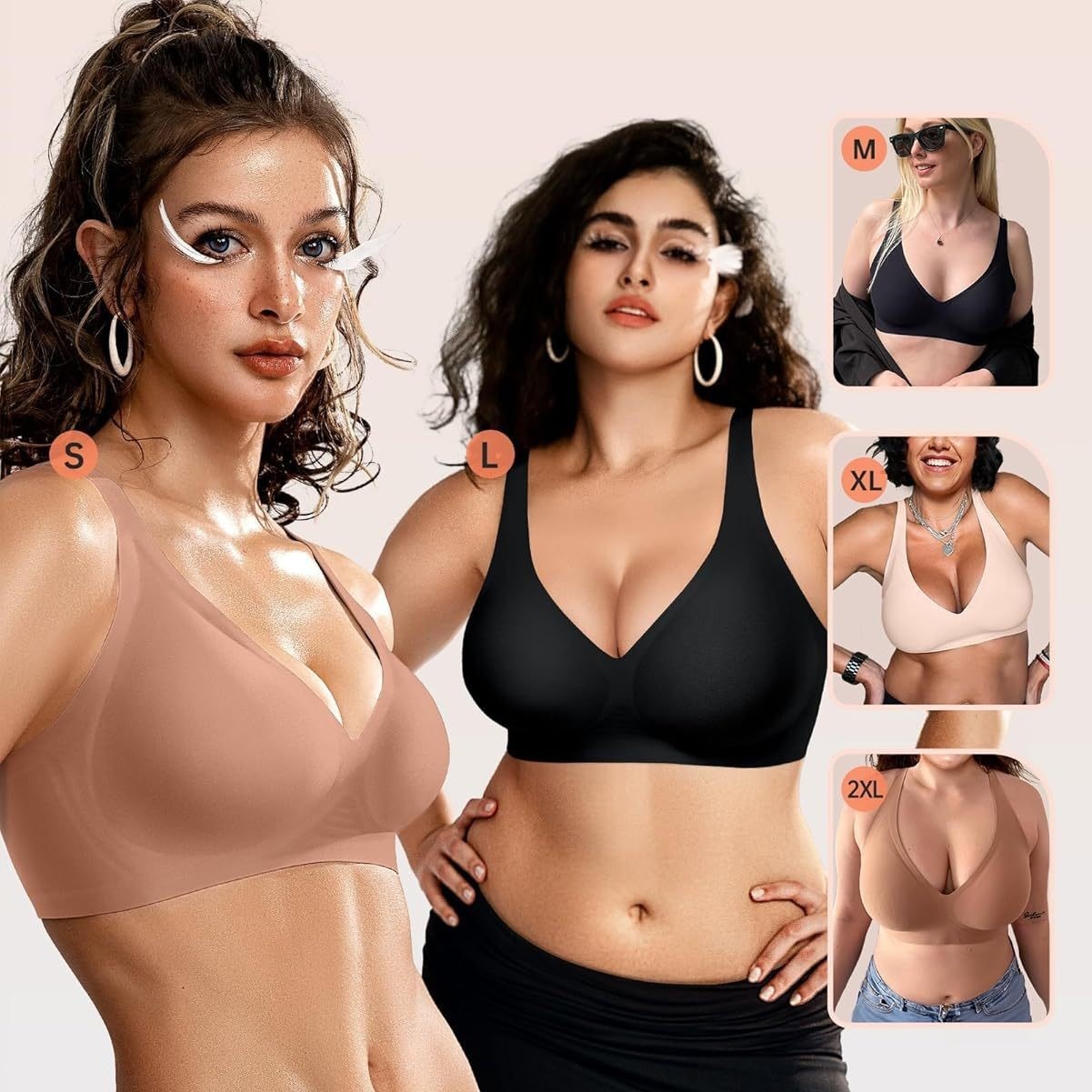 Deep V Wireless Comfort Push-Up Bra