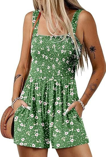 Floral Sleeveless Summer Jumpsuit with Shorts