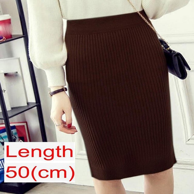 Spring Knitted Pencil Skirt for Women in Office