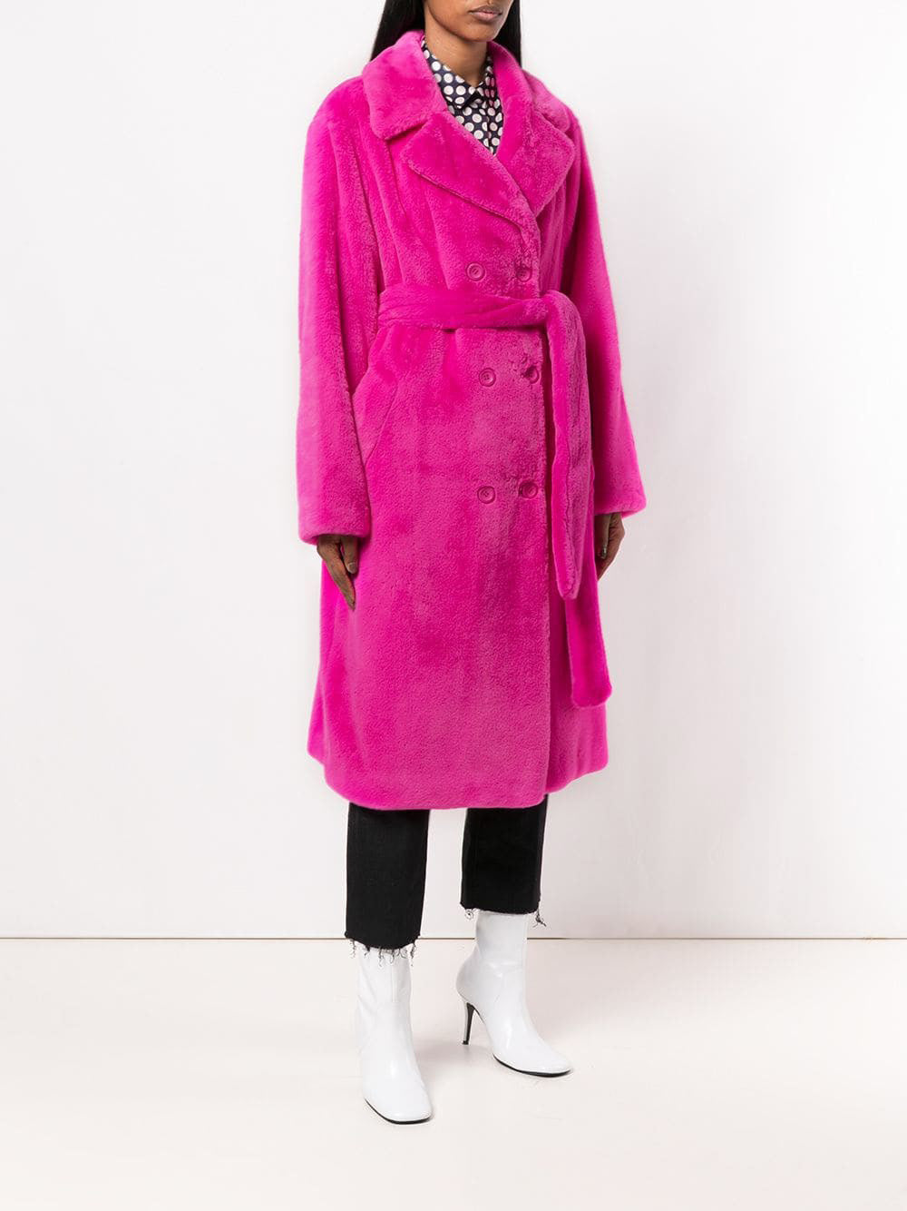 Winter Faux Fur Coat with Fox Fur Collar for Women