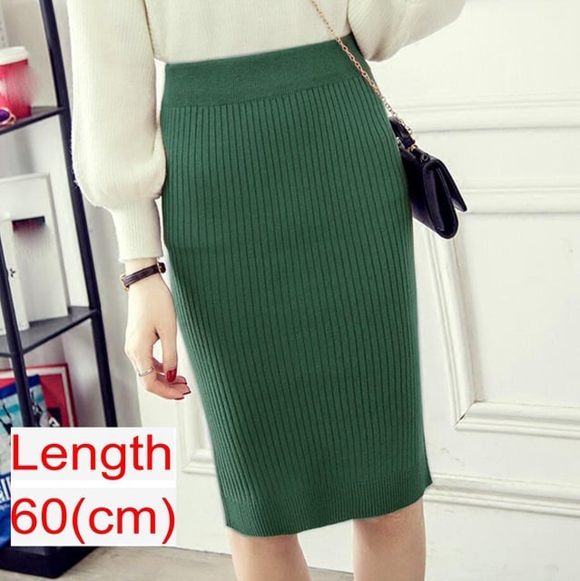 Spring Knitted Pencil Skirt for Women in Office