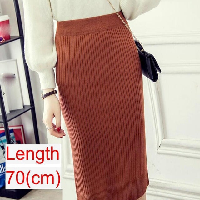 Spring Knitted Pencil Skirt for Women in Office