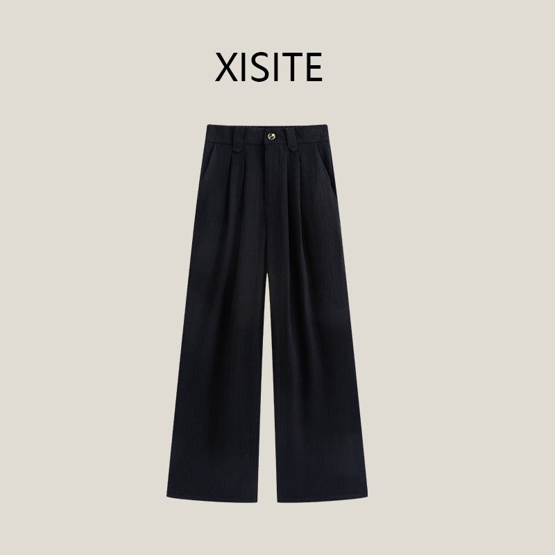High Waist Cotton Linen Wide Leg Pants