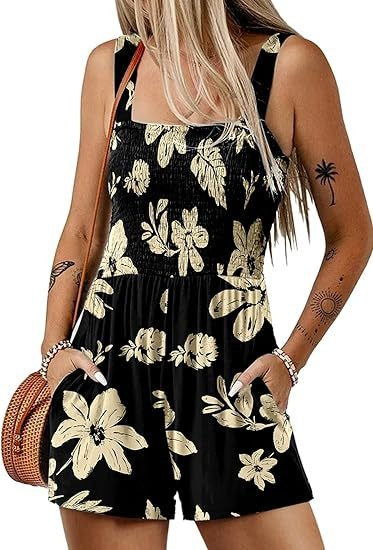 Floral Sleeveless Summer Jumpsuit with Shorts