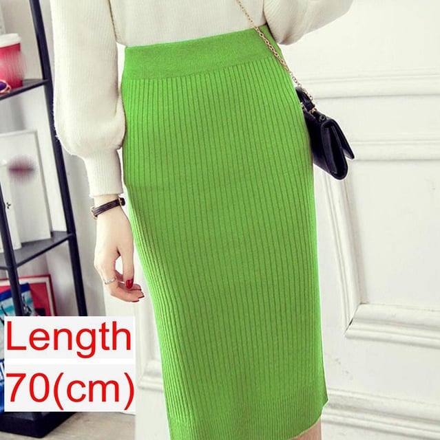 Spring Knitted Pencil Skirt for Women in Office