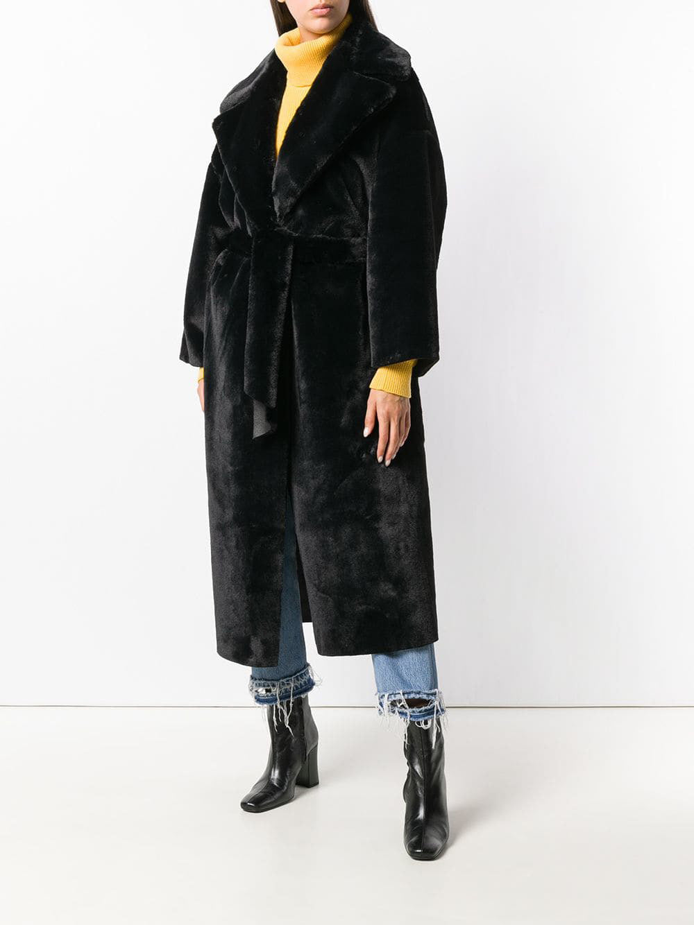 Winter Faux Fur Coat with Fox Fur Collar for Women