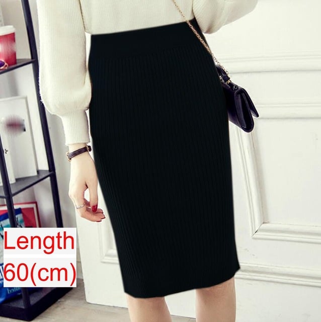 Spring Knitted Pencil Skirt for Women in Office