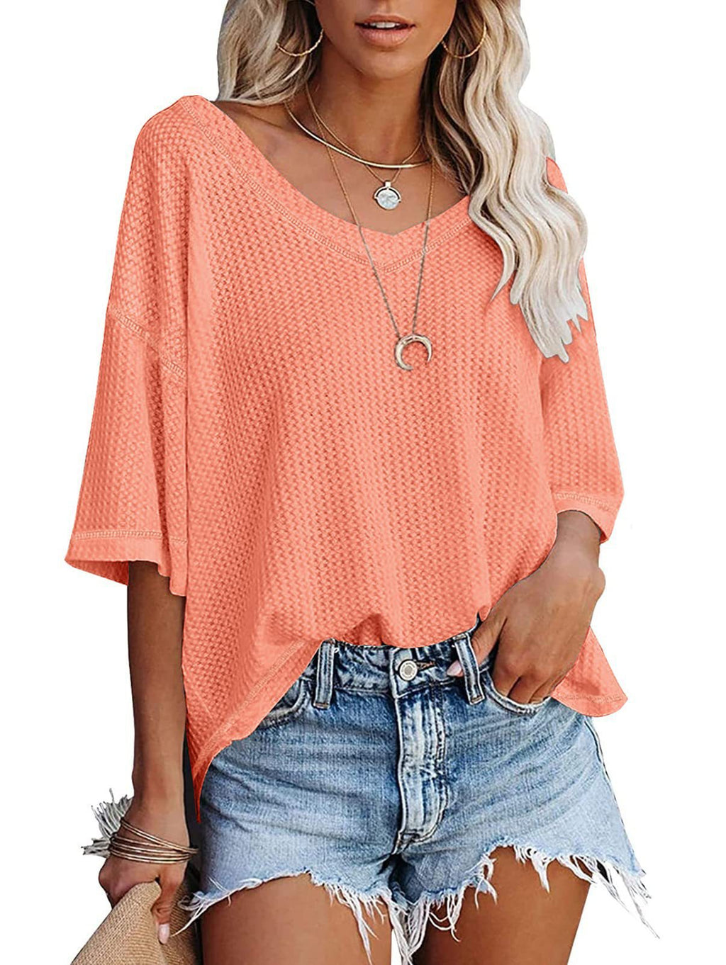 V-neck Women's Summer Short Sleeve Green Top with Pocket