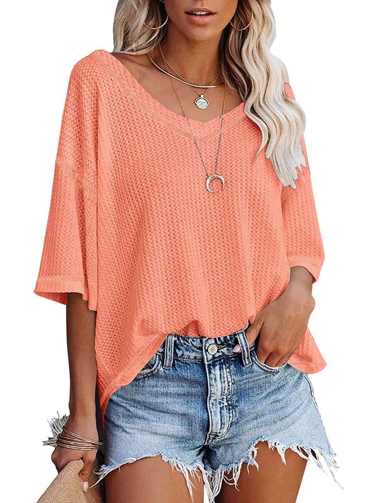 V-neck Women's Summer Short Sleeve Green Top with Pocket