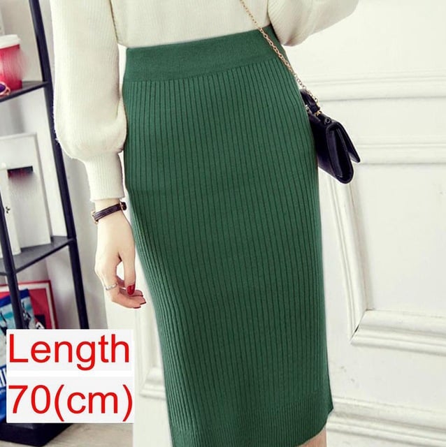 Spring Knitted Pencil Skirt for Women in Office