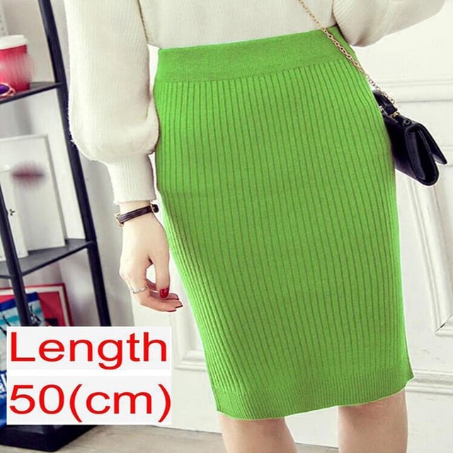 Spring Knitted Pencil Skirt for Women in Office