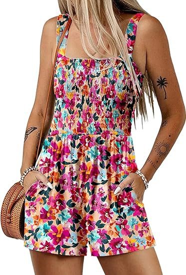 Floral Sleeveless Summer Jumpsuit with Shorts