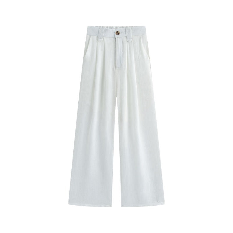 High Waist Cotton Linen Wide Leg Pants