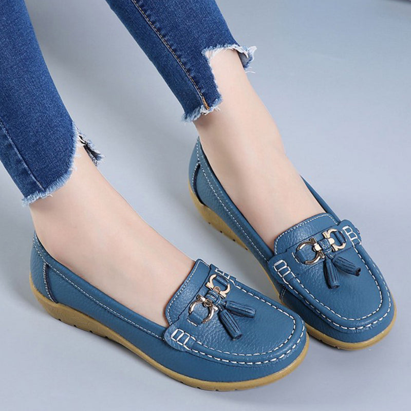 Breathable Cut Out Leather Ballet Flats for Women