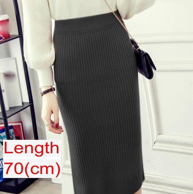Spring Knitted Pencil Skirt for Women in Office