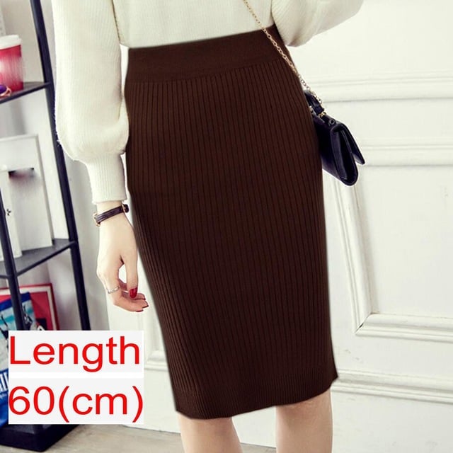 Spring Knitted Pencil Skirt for Women in Office