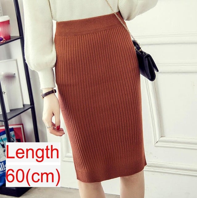 Spring Knitted Pencil Skirt for Women in Office