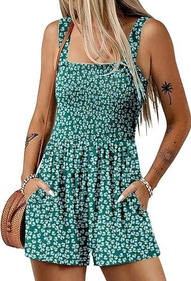 Floral Sleeveless Summer Jumpsuit with Shorts