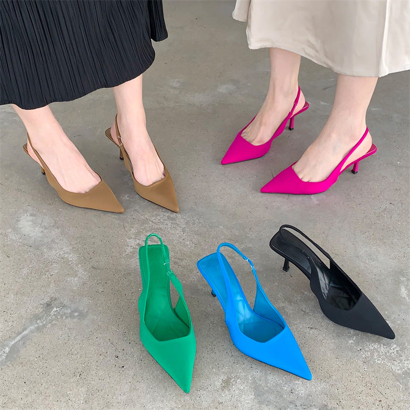 Green Pointed Toe Stiletto Sandals for Women