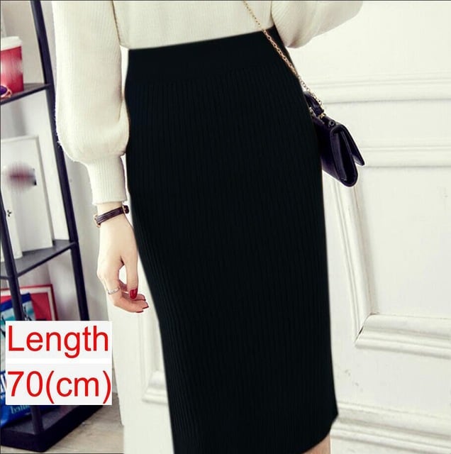 Spring Knitted Pencil Skirt for Women in Office