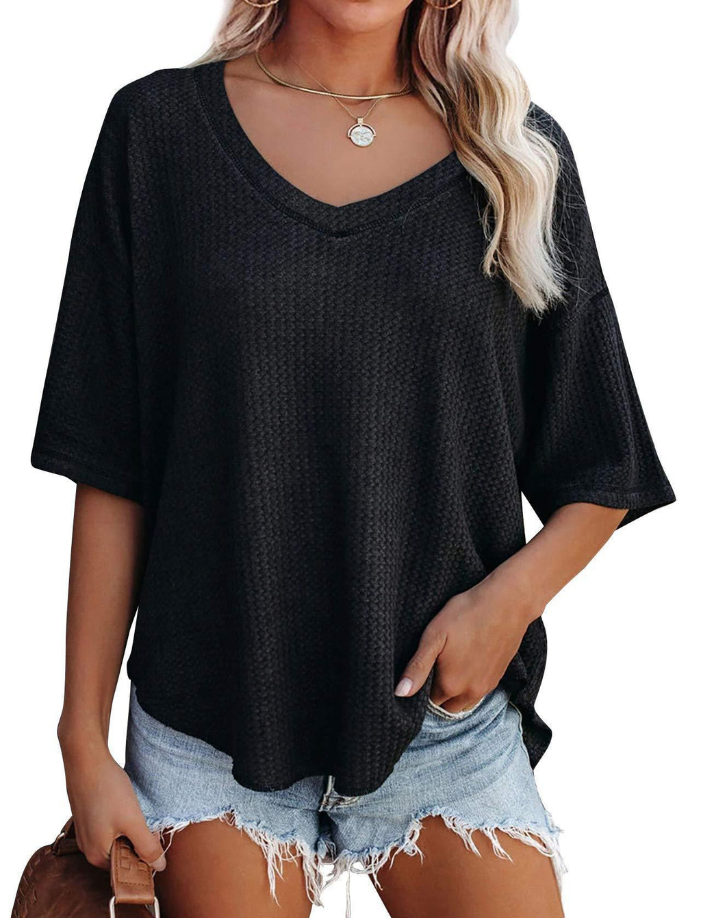 V-neck Women's Summer Short Sleeve Green Top with Pocket