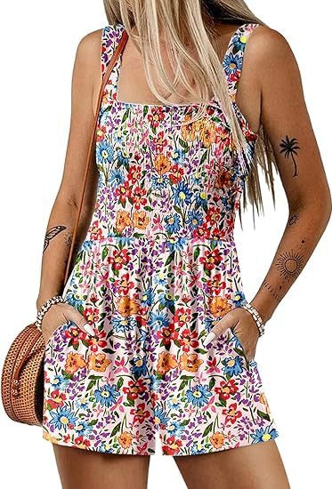 Floral Sleeveless Summer Jumpsuit with Shorts