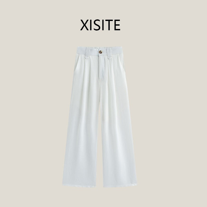 High Waist Cotton Linen Wide Leg Pants