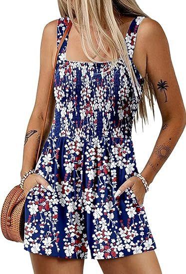 Floral Sleeveless Summer Jumpsuit with Shorts