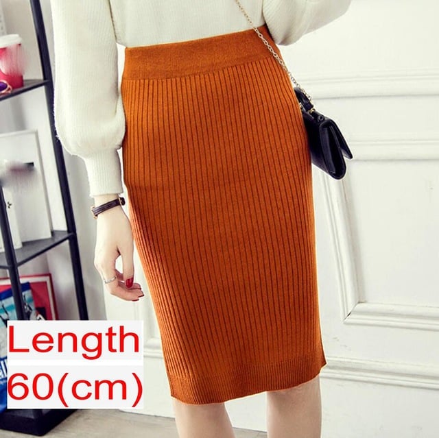 Spring Knitted Pencil Skirt for Women in Office