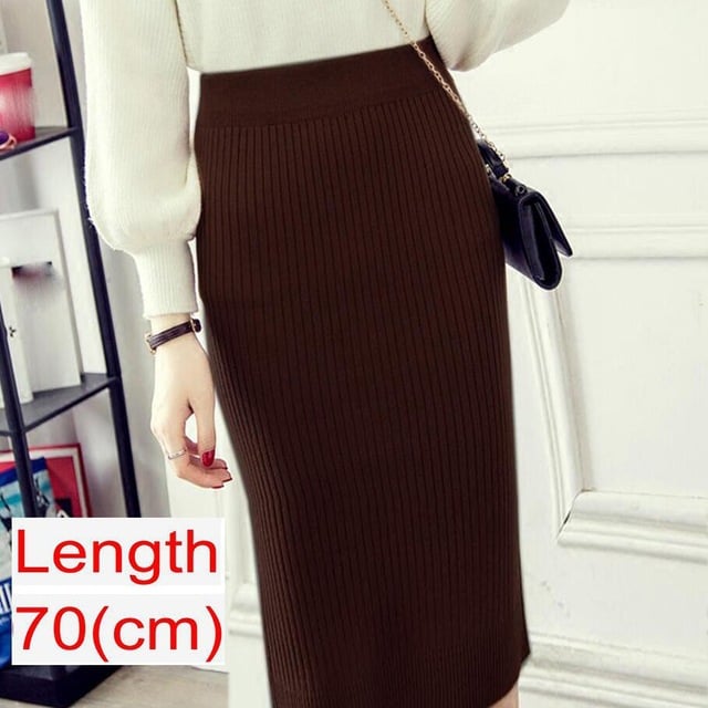 Spring Knitted Pencil Skirt for Women in Office