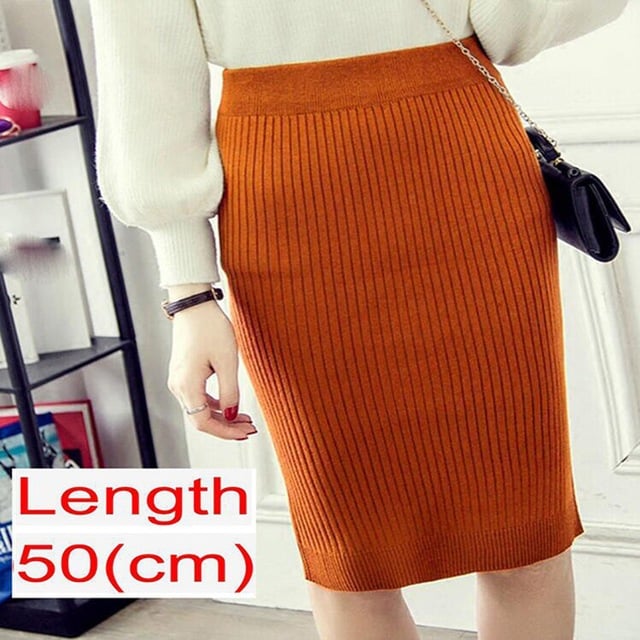 Spring Knitted Pencil Skirt for Women in Office