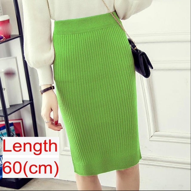 Spring Knitted Pencil Skirt for Women in Office