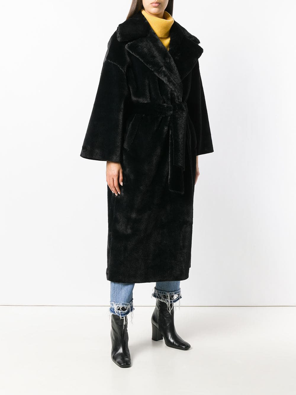 Winter Faux Fur Coat with Fox Fur Collar for Women