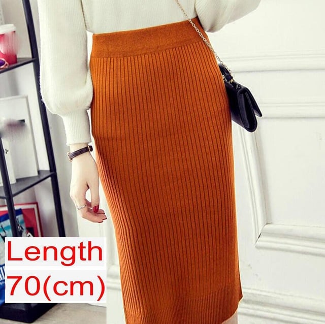 Spring Knitted Pencil Skirt for Women in Office