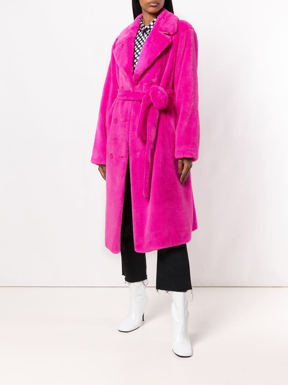 Winter Faux Fur Coat with Fox Fur Collar for Women